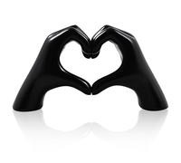 Dszemie 1 Piece Black Heart Hand Sculpture - Minimalist Black Decor for Living Room & Office, Home Decor Aesthetic Hand Gesture Ornament, Ideal Wedding Tabletop Display for Any Space