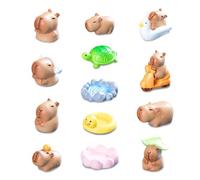 Dszemie 13Pcs Mini Capybara Figures for DIY Micro Landscape, Resin Miniature Capybara Animals, Cute Capybara Figurines for Fairy Gardens, Home Decor, Cake Topper, for Mini Resin Animals Lovers
