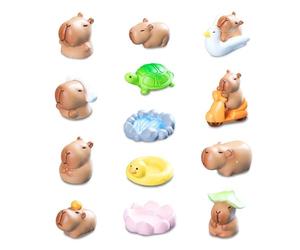 Dszemie 13Pcs Mini Capybara Figures for DIY Micro Landscape, Resin Miniature Capybara Animals, Cute Capybara Figurines for Fairy Gardens, Home Decor, Cake Topper, for Mini Resin Animals Lovers