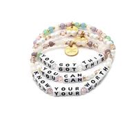 Dszemie 3pcs Crystal Beaded Bracelets With Letter You Got This, Inspirational Healing Bracelet Stackle, Motivational Handcrafted Design Colorful Beads With Positive Message For Women Men Girls Mother