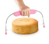 Dszemie Cake Slicer Leveler, Adjustable Cake Cutter Leveller, Professional Cakes Leveller with Stainless Steel Wires and Pink Handle, for Kitchen Accessories Baking Tools