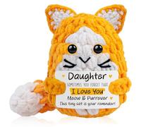 Dszemie Emotional Support Crochet Gift for Cat Lovers, Positive Crochet Animals, Inspirational Gift for Women, for Women, Lovers, and Friends, Ideal for Encouraging and Uplifting (Yellow)
