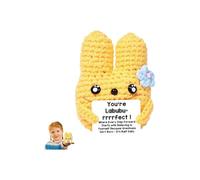 Dszemie Positive Crochet Animals,Emotional Support Crochet Bunny,Funny Crochet Gift,Emotional Support Gifts,Positive Crochet Animals Funny Knitted Rabbit for Friends Family Office Party Decoration