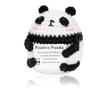Dszemie Positive Panda Crochet Gifts, Emotional Support Funny Handmade Knitted Doll With Motivational Card, Inspirational Good Luck Gifts For Parents Friend Lover Families Teacher Colleagues