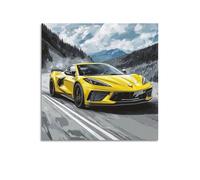 DSZLJY Racing Car Poster Corvette C8 Z06 Super Car Poster Decorative Painting Canvas Wall Posters And Art Picture Print Modern Family Bedroom Decor Posters 16x16inch(40x40cm)