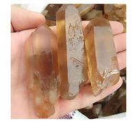 DSZUJTYROP 3pc Yellow Smoky Quartz Gravel Rough Strips Crystal Stone Point 45mm-55mm for