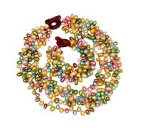 DSZUJTYROP 5 Strands Freshwater Cultured Mix Color Pearl Necklace Bracelet Sets Multi Rows Jewelry For Lady