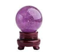 DSZUJTYROP Amethyst Ball Purple Crystal Rough Stone Polished Home Decoration with Base,50mm
