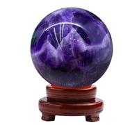 DSZUJTYROP Amethyst Ball Stone Sphere Figurine Crystal Decor with Stand Real for Witchcraft Divination Home,10cm/3.9in