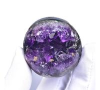 DSZUJTYROP Amethyst Crystal Cluster Geode Ball, Stone Sphere Ornament for Divination Feng Shui Home Office Decor,500-600g