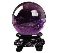 DSZUJTYROP Amethyst Quartz Stone Sphere, Crystal Ball with Stand,Purple Ornaments Home Decoration Crafts,8cm/3.14in