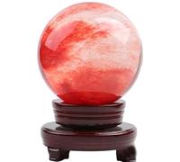 DSZUJTYROP Ball Ornament Sphere + Base Red Crystal Gemstones Divination Aura Home Desk Decor, Gift Men Women,2in(50mm)