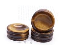 DSZUJTYROP Beautiful Crystal Ball Base Stone Agate Rose Quartz Carving Crafts Display Stand Desktop Decoration Home (Color : Tiger Eye, Size 2pcs)
