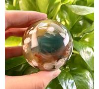 DSZUJTYROP Beautiful Green Flower Agate Ball Crystal with Stand Witch Home Decor Gift
