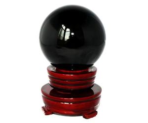 DSZUJTYROP Big Divination Obsidian Fengshui Sphere, Black Crystal Ball Figurines,Gemstone with Stand for Home Decorations Ornaments,13cm