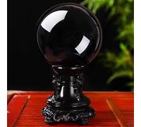 DSZUJTYROP Black Obsidian Sphere - Curative Glass Ball + Carved Wood Support Stones and Crystals Feng Shui Decoration,B,40mm