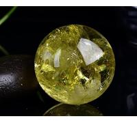 DSZUJTYROP Brazilian Yellow Crystal Ball Ornaments Rough Stone Polished Home Decoration with Base,50mm