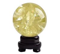 DSZUJTYROP Citrine Crystal Ball with Delicate Base,Decorative Yellow Sphere Figurine, for Tabletop Xmas Home Party Centerpiece Mantel Decoration,2.75"(7cm)