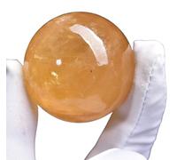 DSZUJTYROP Citrine Crystal Sphere Ball Feng Shui Ornament Yellow Iceland Spar for Magic/Photography/FengShui/Witchy Gifts/Halloween Décor,14cm