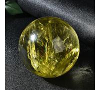 DSZUJTYROP Citrine Crystal Sphere Ball with Stand, Sculpture Figurine, Feng Shui Yellow Home Decoration for Living Room TV Cabinet Crafts Gifts Office Table Shelf,8.5cm