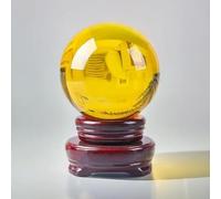 DSZUJTYROP Clear Crystal Ball with Stand Handcrafted Photography Prop for Magical Shots Elegant Home & Party Decor,Yellow,200mm