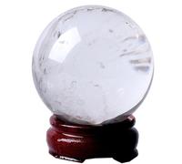 DSZUJTYROP Clear Quartz Crystal Ball with Stand Decorative Feng Shui Sphere Stone Figurine for Home Decor Desk,Xmas, 7cm/2.7in