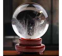 DSZUJTYROP Clear Quartz Crystal Ball with Stand Real Sphere Display Ornaments Feng Shui for Lens Photography Gazing Divination Fortune,8cm/3.1in