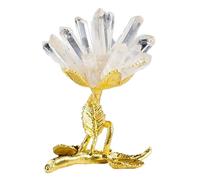 DSZUJTYROP Clear Quartz Crystal Cluster Flower Decor, Modern Tree Gold Statues, Flowers Desk Decorations Stones for Living Room, Office Desktop,A