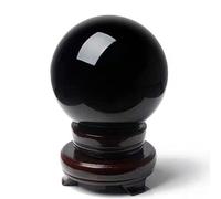 DSZUJTYROP Crystal Ball Black Obsidian Decorative, Divination Sphere Fortune Telling with Wooden Stand,Diameter3cm/1.2"