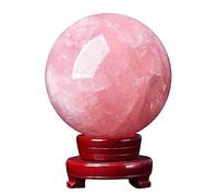 DSZUJTYROP Crystal Ball Quartz Gemstone with Wooden Stand for, Divination Sphere, Home Decoration, Fengshui,Witch Decor,and Halloween,110mm
