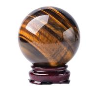 DSZUJTYROP Crystal Ball Tiger Eye Stone Gemstone Sphere with Stand Ornament Divination for Feng Shui, Home Decor,7cm/2.7in
