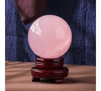 DSZUJTYROP Crystal Ball with Stand, Rose Quartz Polished Divination, Sculpture Figurine, Crafts for Creative Household Decor,11cm