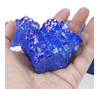 DSZUJTYROP Crystal Cluster Geode, Titanium Coated Blue Quartz,Sapphire Small Crystals for Home Decoration,5~8cm