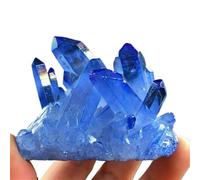 DSZUJTYROP Decorative Ornaments Blue Rainbow Aura Lemurian Quartz Cluster Crystal Point (Size : 120-140g)