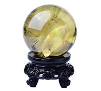 DSZUJTYROP Feng Shui Crystal Citrine Ball Sphere Display Ornaments Decorative Stone for Divination Home Decor,50mm