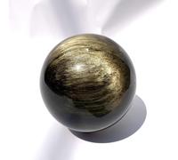DSZUJTYROP Gold Obsidian Black Crystal Ball Ornaments ore Hand-Polished Living Room Office Decoration,70mm