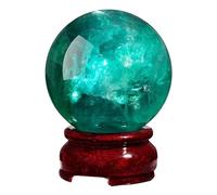 DSZUJTYROP Green Fluorite Crystal Ball with Stand, Quartz Decorative Stone Sphere for Feng Shui Divination Home Decor Figurine Sculpture,7cm/2.75in