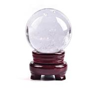 DSZUJTYROP Handcrafted Crystal Ball with Stand, Clear Quartz Stone for Feng Shui Divination,Photography Prop Elegant Home Party Decor,2.75"(7cm)