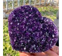 DSZUJTYROP Heart Shaped Amethyst Gemstone Quartz Cluster Crystal Home Decor(100-150g)