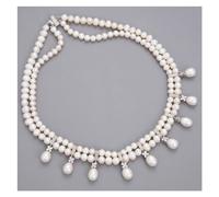 DSZUJTYROP Jewelry 17.5" 2 Rows Freshwater White Pearl Necklace Jewelry