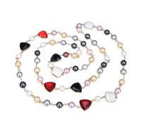 DSZUJTYROP Jewelry 47" Multi Color Sea Shell Pearl Crystal Necklace