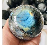 DSZUJTYROP Labradorite Crystal Ball Stone Glossy Decoration 1Pcs Ornaments (Size : 60-70mm)