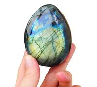 DSZUJTYROP Labradorite Crystal Raw Stones Palm Decor Gemstones Polished Worry Stone for Balancing,Home Decoration,200-250g