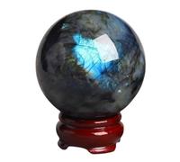 DSZUJTYROP Labradorite Crystal Sphere Quartz Ball Feng Shui Display Ornaments for Photography Gazing Divination Fortune Telling,9cm/3.5in