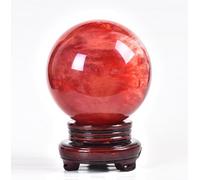 DSZUJTYROP Melting Red Crystal Ball Quartz Divination Sphere Feng Shui Supplies Wealth Stones for Home Office Desk Decor Gemstone,9cm/3.5in