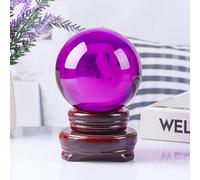 DSZUJTYROP Multi Color Transparent Crystal Ball Ornaments Home Decorations Paperweight Feng Shui Base,Purple,100mm