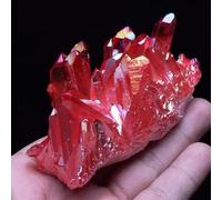 DSZUJTYROP Quartz Red Aura Crystal Titanium Cluster Stone Ornaments (Size : 90-100g)