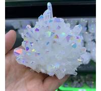 DSZUJTYROP Rainbow Aura Quartz Crystal Cluster Repair Home Decor Stone Gift Decor(350-400g)