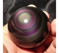 DSZUJTYROP Rainbow Black Obsidian Flash Light Crystal Sphere Ball Display Ornaments (Size : 65-70mm)