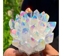 DSZUJTYROP Rainbow Flame Halo Titanium Plated Quartz Crystal Cluster Ornaments (Size : 200-300g)